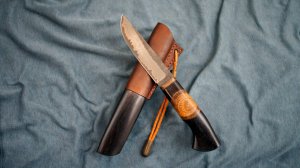 Нержавеющий ламинат на клинке ножа через МЕДЬ