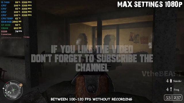 Call of Duty 2 on GT 1030 | i5-7400 | MAX SETTINGS 1080p смотреть онлайн