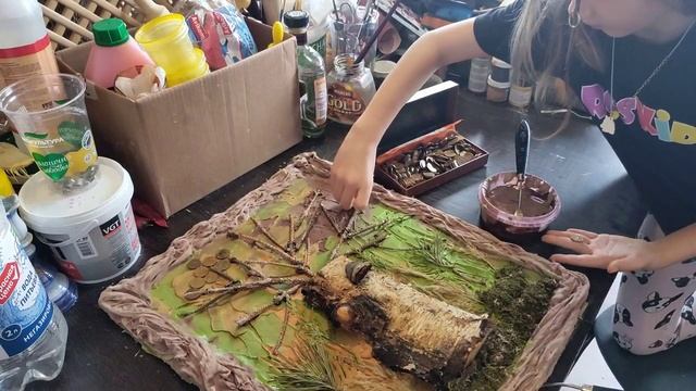Как сделать панно " Денежное дерево" своими руками на шпаклевке. смотреть онлайн
