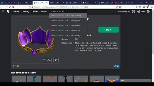 New Sinister Collar And Kitsune Mask | Roblox Memorial Day Sale 2019 #6 смотреть онлайн