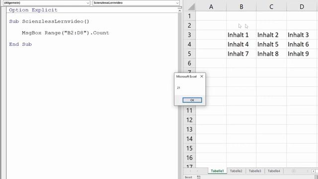 Zeilen und Spalten zählen mit der Count Eigenschaft [Excel VBA in 100 Sekunden] смотреть онлайн