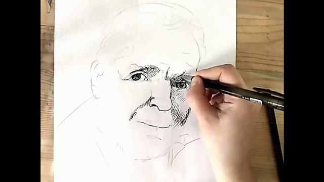 День отца. Быстрый #набросок гелиевой ручкой. смотреть онлайн