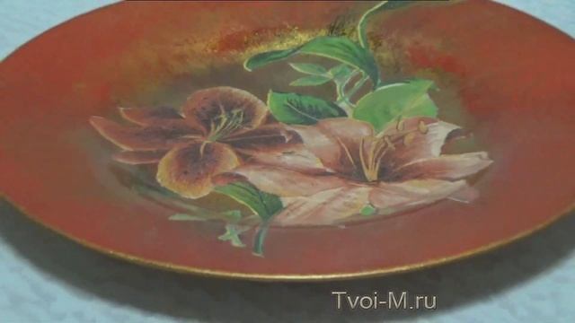 Декоративная тарелка "Лилии" ручной работы. Декупаж смотреть онлайн