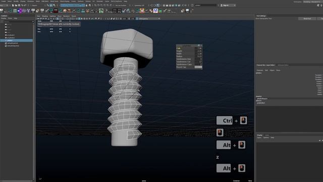 Maya&zBrush Урок 79. Делаем болт с резьбой в Maya и zBrush. смотреть онлайн