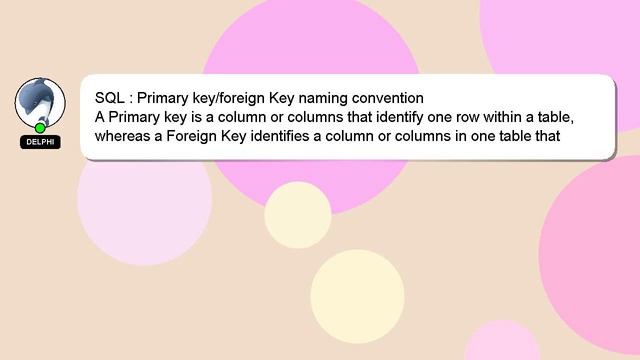 SQL : Primary key/foreign Key naming convention смотреть онлайн