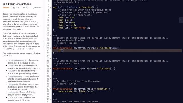 JavaScript LeetCode 622: Design Circular Queue (猫打球解题视频系列F189) смотреть онлайн