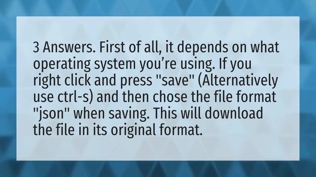 How do I download a JSON file? смотреть онлайн