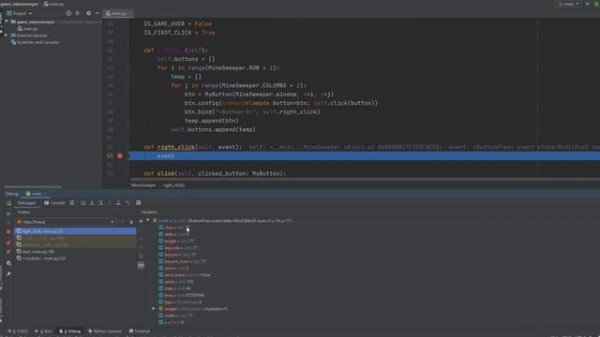 Игра "Сапер" на Python, отмечаем мины на поле. Minesweeper in Python Tkinter