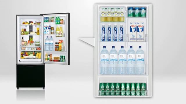HITACHI lednice - Nastavitelné police ve dveřích смотреть онлайн