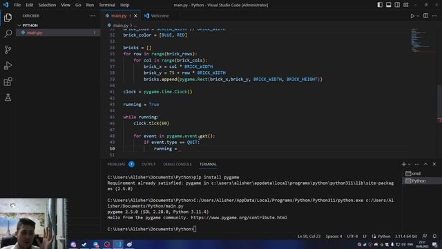 Разработка игры на Python. Игра Арканоид на Pygame. смотреть онлайн