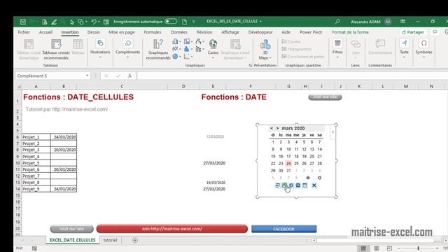 Excel 365 : Comment insérer une date date picker dans une cellule sur Excel en moins de 3 min. смотреть онлайн