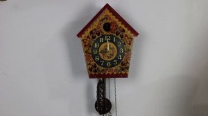 Советские часы с кукушкой расписные "Хохлома"