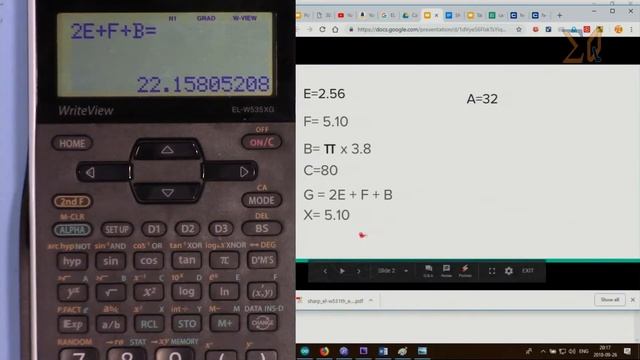 Sharp EL-W531TG EL-W531TH EL-W535XG: Using memory to store values and recall them смотреть онлайн