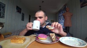 МУКБАНГ/АСМР ПОНЧИКИ/DONUTS/КРУАССАН/ЧИЗКЕЙК/ВАФЛИ ВЕНСКИЕ/ПАСТИЛА/КОФЕ/ EATING/ASMR/Mukbang#267