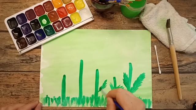 Рисуем Одуванчики. Рисунок для детей. Одуванчики красками. смотреть онлайн