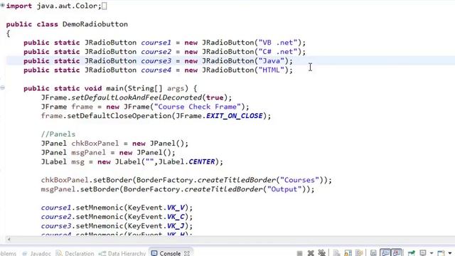 Java JRadioButton application смотреть онлайн