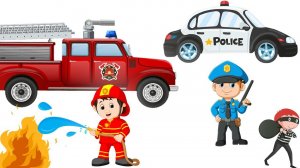 Детям о Профессиях - Пожарный и Полицейский и другие профессии.   Развивающий мультик игра