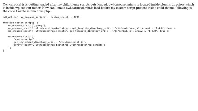 Wordpress: Loading child theme script after plugins scripts смотреть онлайн