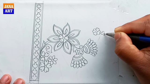 Flower Design with Pencil Shading | Embroidery Drawing смотреть онлайн