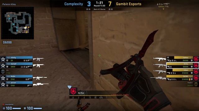 CS:GO POV Demo Gambit Ax1le (23/13) vs Complexity (de_mirage) смотреть онлайн