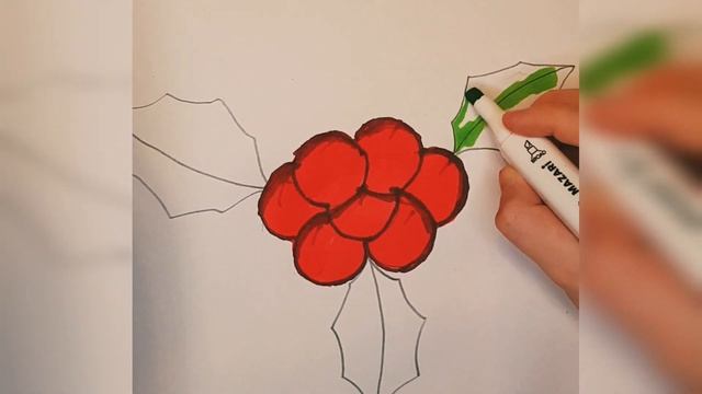 Как научиться рисовать. Учимся рисовать, фломастеры Mazari Рисуем вместе. Рисуем рябину. смотреть онлайн
