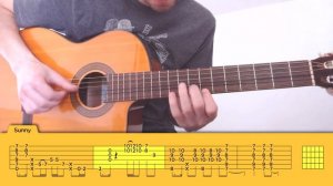 SUNNY Fingerstyle Guitar // Cover Tutorial Lesson Tabs // Bobby Hebb - Boney M.