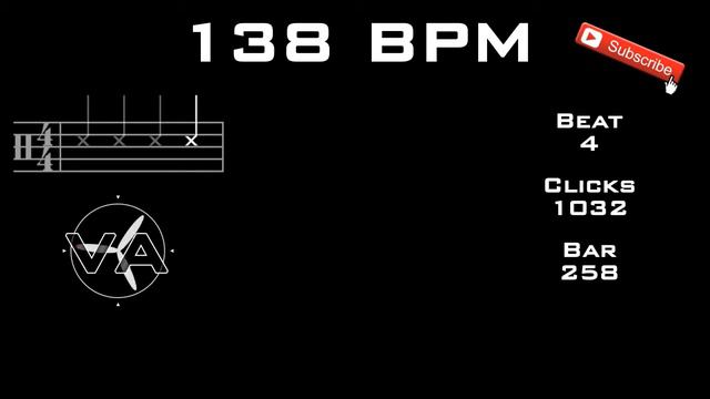 138 BPM Metronome @ 4/4 Bars Counting смотреть онлайн