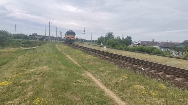Сплотка 2ТЭ10УК-0144/2ТЭ10МК-3356 убывает резервом со станции Лида на Гродно.перегон Лида-Скрибовцы смотреть онлайн