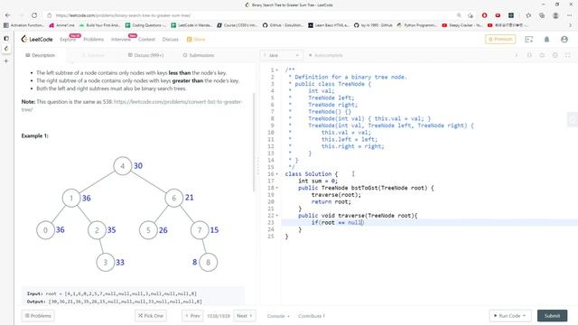 LeetCode 1038 | Binary Search Tree to Greater Sum Tree | Recursion | Java смотреть онлайн