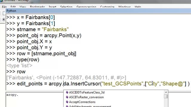 2) Creating Point Feature Classes Using Arcpy Scripting