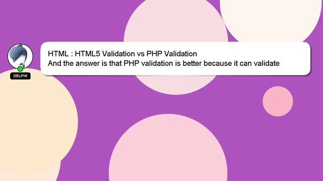 HTML : HTML5 Validation vs PHP Validation смотреть онлайн
