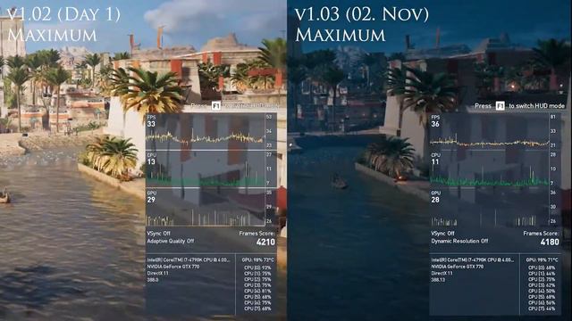 AC Origins Performance Analysis | Patch 1.02 (Day 1) vs 1.03 (02. Nov) смотреть онлайн