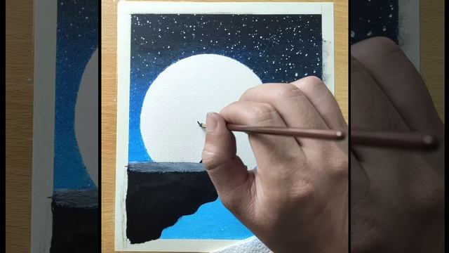 Oil Pastel Drawing - Easy Moonlight night scenery drawing with oil pastel смотреть онлайн