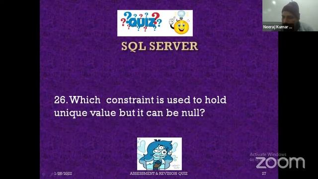SQLSERVER (MARQ)FOR BSCIT 3RD YEAR ,PPU,28-01-22 смотреть онлайн