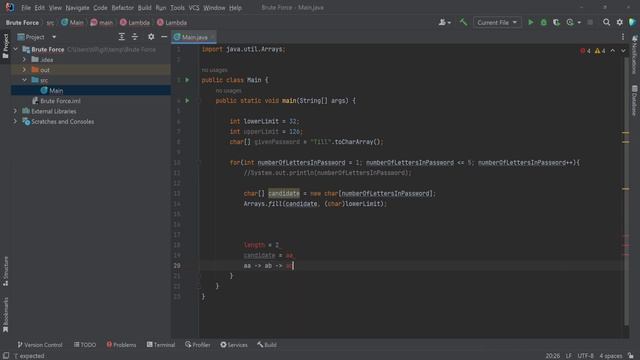 Brute Force - arrays, variables, for-loops, conditionals - Java coding example for beginners смотреть онлайн
