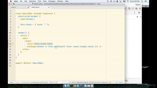 Controlled Components [0.18]An Intro to React [Modern React with Redux 2020] смотреть онлайн