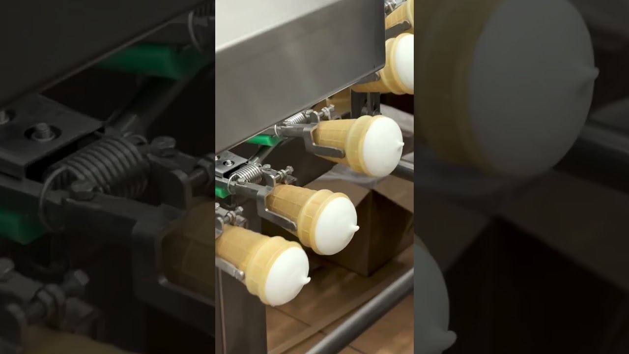 Линия производства мороженого в вафельных стаканчиках на молочном комбинате "Мечта" смотреть онлайн