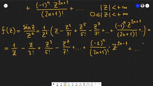 Разложение sin(z)/z^2 в окрестности z=0 и z=∞ в ряд Лорана. Разложение в бесконечно удаленной точке смотреть онлайн