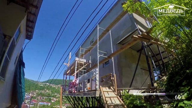 Строительство каркасно-щитового дома в пос. Верхний Юрт | Строительство в Сочи | СК "Медведь" смотреть онлайн