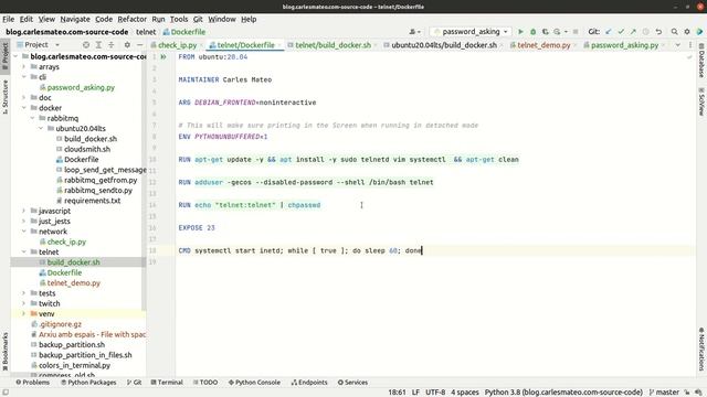 Create a Docker Container with Ubuntu listening with telnet daemon and access it with Python смотреть онлайн