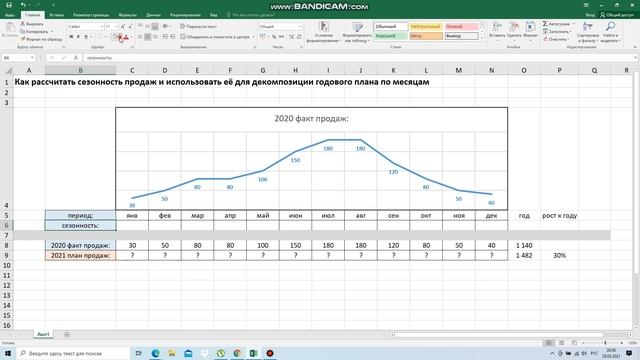 как рассчитать сезонность продаж в excel и использовать её для декомпозиции годового плана продаж? смотреть онлайн