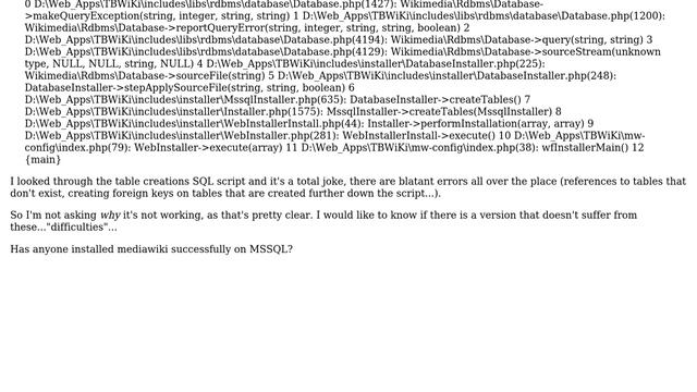 DevOps & SysAdmins: So does MediaWiKi support MSSQL or not? смотреть онлайн