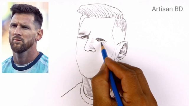 Pencil Drawing Of Lionel Messi | Easy Pencil Sketch, Messi From PSG