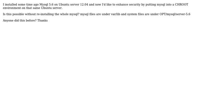 Databases: CHROOT install after I already installed Mysql 5.6 смотреть онлайн