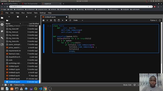 supermarket queue problem solved in python. смотреть онлайн