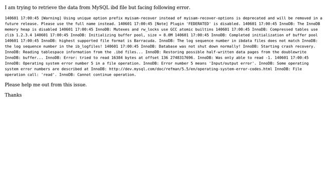 Innodb: Operating System Error number 5 in MySQL смотреть онлайн