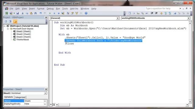 Excel 2010 VBA Tutorial 95 - Open an Existing Workbook смотреть онлайн