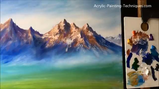 Paint Mountains With Acrylic Paints - lesson 2 смотреть онлайн