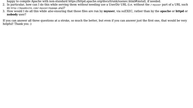 Unix & Linux: Apache: how to run PHP files via CGI as normal user and without them being executable смотреть онлайн