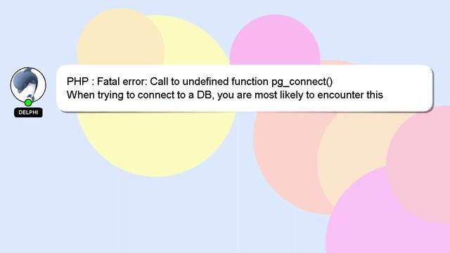 PHP : Fatal error: Call to undefined function pg_connect() смотреть онлайн